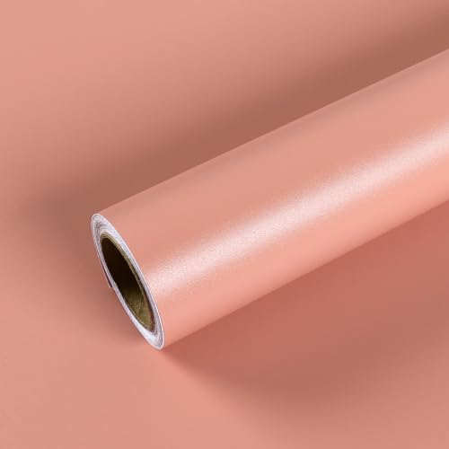 VEELIKE Papel Pintado Rosa Melocotón Vintage Papel Autoadhesivo Pared Rosado Mate Papel Adhesivo para Muebles Grueso Papel Tapiz Habitación Papel de Pared Decorativo Salon Cocina Lavable 40cm×300cm