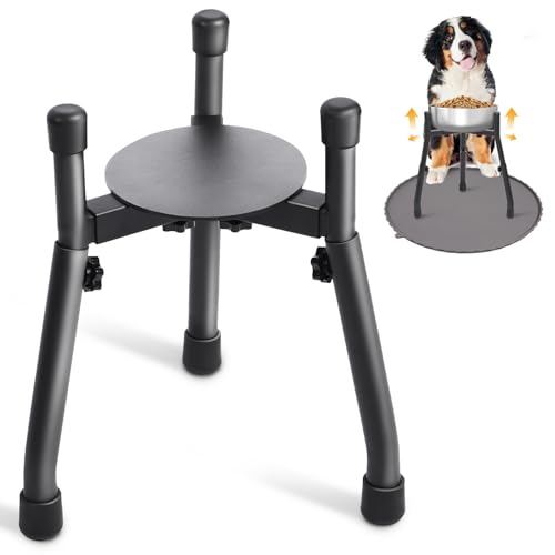 Adjustable Elevated Dog Bowl Stand with Spill-Proof Mat