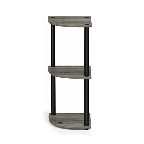 Furinno TURN-N-TUBE Corner Shelf, 3-Tier Corner Bookshelf, Display Storage Shelves with Open Shelves, for Organization and Storage, Living Room, Home Office, Garage, French Oak - image 5