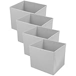 Set of 4 KOSINGEN Fabric-Covered Storage Boxes For KALLAX Cube Units, Light Grey, 33x38x33 Centimetres, Foldable