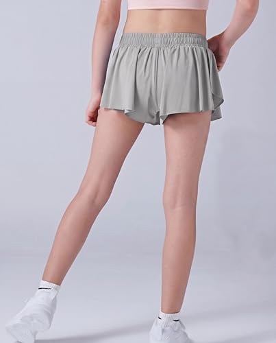 Image of 1 or 3 Pack Girls Flowy Shorts with Spandex Liner & Pocket, 2-in-1 Athletic Butterfly Shorts for Running Dance