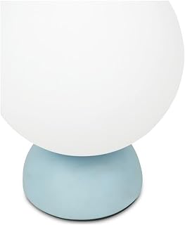 Moe's Home Collection Ovi Ocean Blue Resin Table Lamp - Mid-Century Opal Glass Globe with Chrome Accents