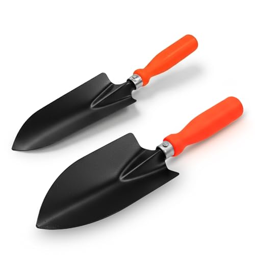 Nesture 2 Pcs Garden Trowel Set | Heavy Duty Hand Trowel & Transplanter for Gardening, Digging, Planting & Soil Loosening (Orange)