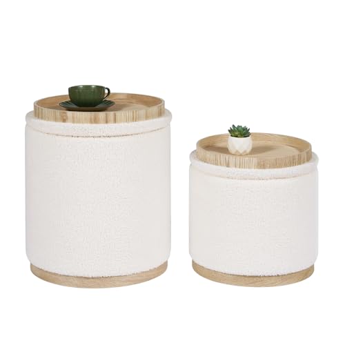 PINPLUS Round Ottoman with Storage (Set of 2)