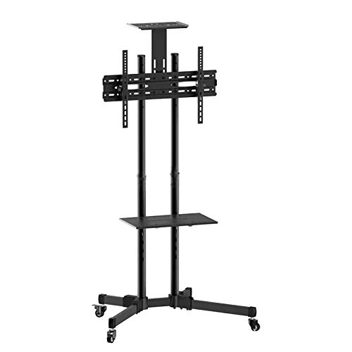 Verstellbarer mobiler TV-Ständer Rollender TV-Wagen mit abschließbaren Rädern und Ablage für 32- bis 65-Zoll-Fernseher LCD-LED