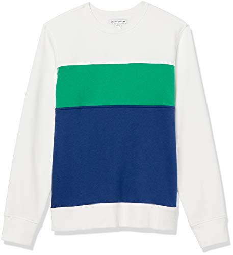 Amazon Essentials Men's Fleece Crewneck Sweatshirt, Blue/Green/White, X-Large