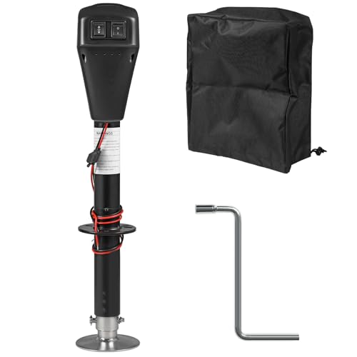YELLOW JACKET Electric Trailer Jack 9-32.5 5000lbs Power Tongue Jack with Waterproof Protective Cover & LED Light for Travel Trailer Camper RV