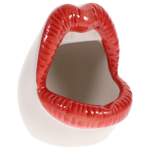 Cendrier en céramique lèvres rouge cadeau rigolo pour fête et Halloween