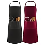 LEFUNDA® 2 Stück Kochschürze Wasserdicht Schürze mit 3 Taschen Verstellbare Grillschürze mit langen Bändern Küchenschürze für Männer Damen Küche BBQ Restaurant Café