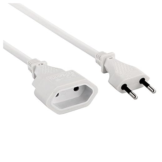 Electraline 900011CBB Cable alargador con Toma y Enchufe Europea Blanco 5 m