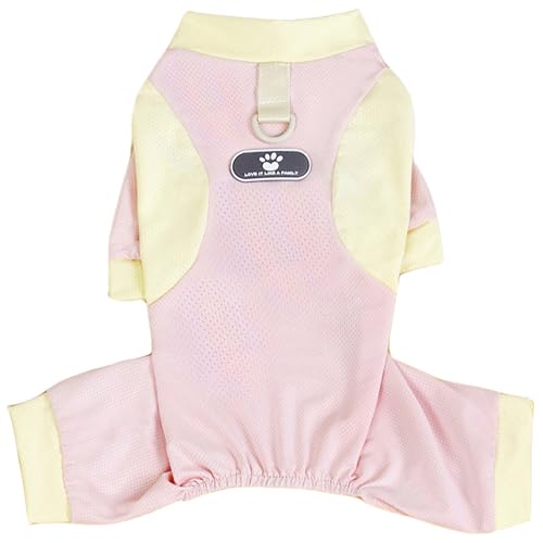 JPETTO犬服 春夏 ロンパース つなぎ 犬の服 メッシュ 防虫 ひんやり ドッグウェア タンクトップ 通気性 犬用 Tシャツ 涼やか UVカット 脱毛保護 小中大型犬 25-01684#AピンクM