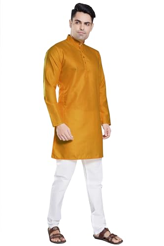 Image of DIVISIVE Men's Plain Cotton Blend Linen Slim Fit Kurta Pyjama Set