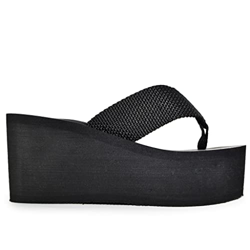 Wild Diva Womens Heat High Platform Wedge Flip Flop Sandals2
