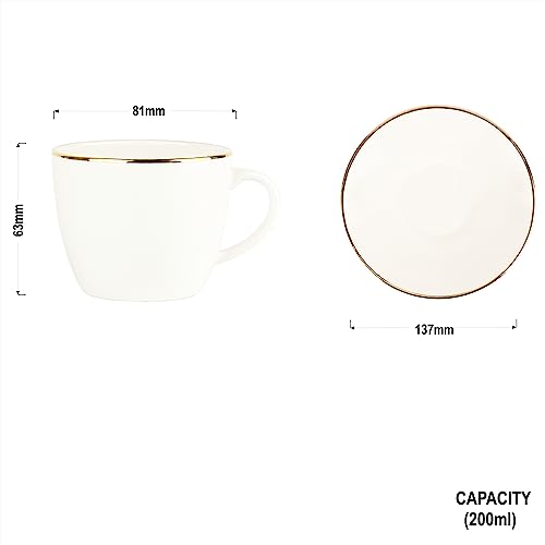 Image of Dandy Lines Royal Pure Gold Outline Cups & Saucers - Pack of 12 - Elegant Coffee Mug Set - Ideal for Women - Glass Coffee Mugs - Suitable for Hot Beverages - Perfect for Coffee Cups & Mugs Collection