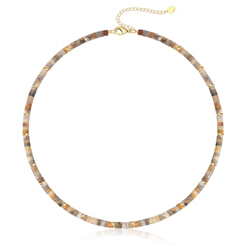 Choker Necklace for Women, Beaded Necklaces for Women Stocking Stuffers for Teens Teen Girl Gifts Gifts for Her Adjustable 14k Gold Gemstone Summer Anniversary Birthday Christmas Jewelry, Stainless