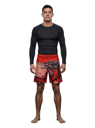 Image of AKIBA Combat /MMA Sublimation Printing Shorts with Embroided Logo for Training & Kickboxing: Fighting Shorts for Martial Arts, Cage Fight, Boxing, and Grappling