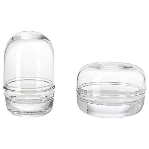SIU Cúpula de Cristal con Base, Juego de 2 Vasos Transparentes, tamaño del Paquete y Peso de 25 cm, Ancho de 14 cm, Altura de 13 cm, Peso: 1,16 kg, Materiales de Cristal