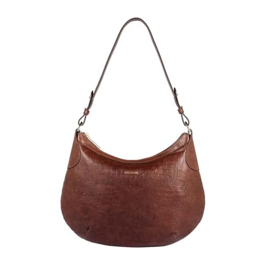 Roeckl Leder Schultertasche Liberty Shoulderbag Croco Saddle Brown braun