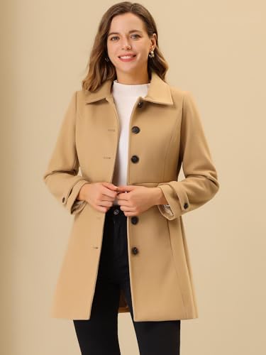 Image of Allegra K Women's Winter Classic Overcoat with Pockets Single Breasted Coat | Soft pea coat, Fully lined outerwear, Trendy, Fall office peacoat, Warm casual holiday everyday wear,