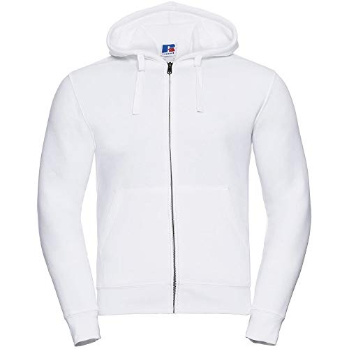 Russell Mens Authentic Full Zip Hooded Sweatshirt / Hoodie (L) (White)