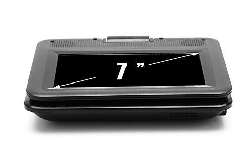 BW Lettore DVD portatile da 7 pollici per bambini, funzione di gioco, radio FM, antenna TV, supporto multiformato, schermo girevole (nero)