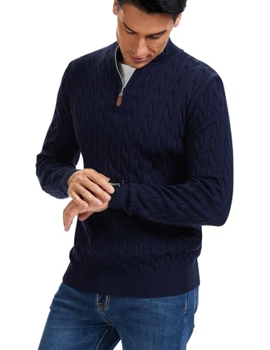 iWoo Quarter Zip Sweaters for Men Slim Fit Long Sleeve Knitted Pullover Mock Neck Business Casual Dress Sweater2