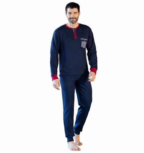 Intimitaly Irge® Pigiama Uomo Invernale Lungo 100% Caldo Cotone Interlock