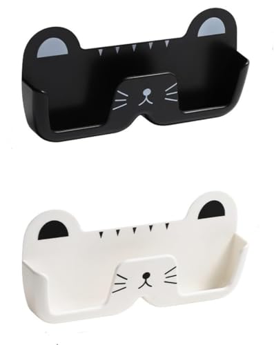 Image of 2 Pack Sunglass Organizer Wall, Cat-shaped Sunglasses Holder Organizer Wall, Glasses Organizer for Entryway Living Room Bedroom Bathroom(WHITE+BLACK)