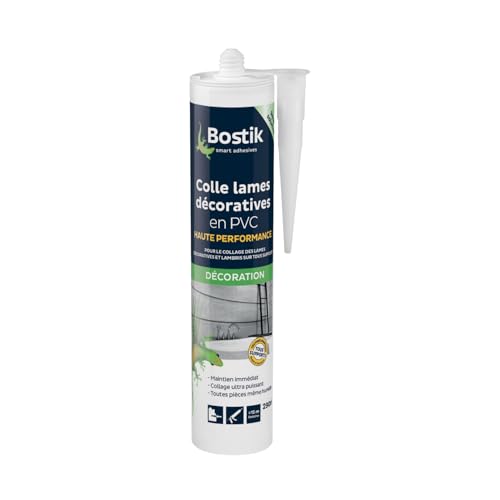 Bostik - Colle Lames Décoratives en PVC - Colle lambris PVC - Application murale - Intérieur & Extérieur -Cartouche 290 ml - Blanc