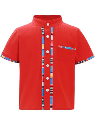 IBTOM CASTLE Toddlers Kids Boys Mexican Shirts Guayabera Short Sleeve Button Down Embroidery Shirt Top Cinco De Mayo Outfit