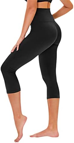 TNNZEET Black High Waisted Capri Leggings for Women, Buttery Soft Workout Yoga Leggings