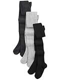 NEXT Mädchen 3er-Pack Strumpfhose mit Zopfmuster Schwarz/Grau 86-92