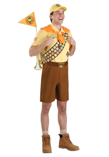 Disney Pixar Adult Up Russell Costume | Men's Wilderness Explorer Scout Halloween Outfit