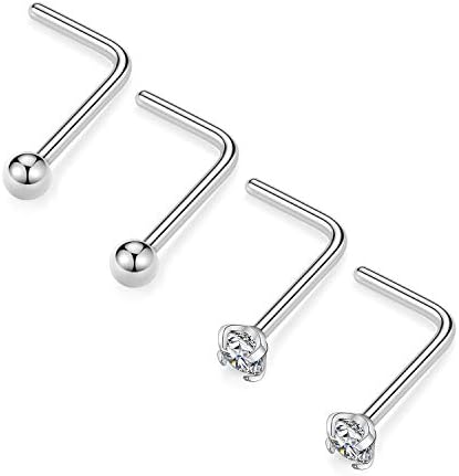 GAGABODY G23 Titanium Nose Ring Hoop 20G 18G Nose Rings Studs Screw L-Shaped Nose Hoop