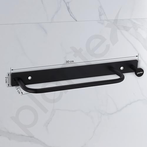 Image of Plantex Towel Holder for Bathroom /Stainless Steel 9 inch Towel Rod /Towel Bar /Towel Hanger /Bathroom Accessories -Pack of 1 (Black)