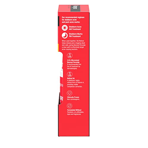 Neutrogena Stubborn Acne AM Face Treatment with Benzoyl Peroxide, 2.0 oz & Stubborn Marks PM Treatment with Retinol SA, 1 fl. oz