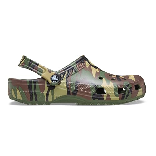 Image of Crocs, Unisex, Classic Clog Seasonal Graphic, Army Green Camo, Men 5, Women 7, Medium