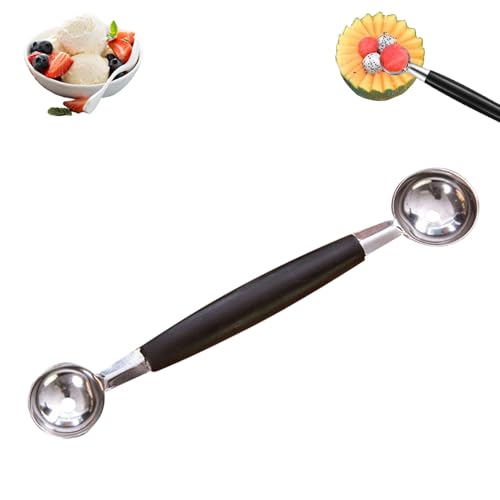 Cuillère À Boule de Melon À Fruits Double Face, Boules à Melon en Acier Inoxydable, Cuillère à Crème Glacée Double, Cuillères à Melon en Acier, Cuillère à Boule Melon, Pour Fruits, LéGumes, Crème