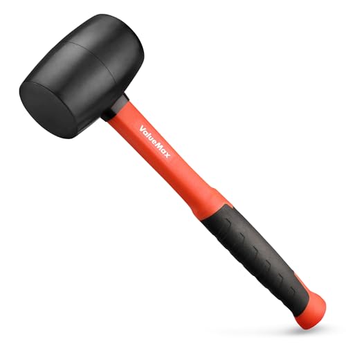 ValueMax 8oz Rubber Mallet Hammer Fiberglass Handle Double-Faced Soft Mallet Soft Blow Tasks without Damage for Camping Flooring Tent Stakes Woodworking