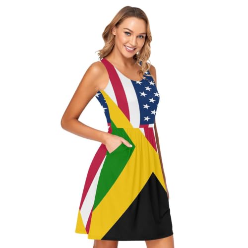 Robe motif drapeau américain Jamaïque vêtement d'été femme léger ample