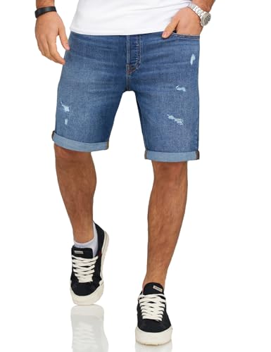 JACK & JONES Infinity Herren Jeans Shorts Rick Bermudas Used Look Medium Blue Denim / 2 L
