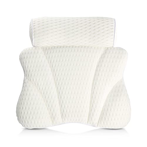 KOOCHUWAH Coussin Baignoire 3D avec 6 Ventouses Antidérapantes Spa Coussins de Bain Oreiller Ergonomique Oreiller de Bain Souple Appuie Tête Repose Nuque Soutien Cou pour Tous Types de Baignoires Cover