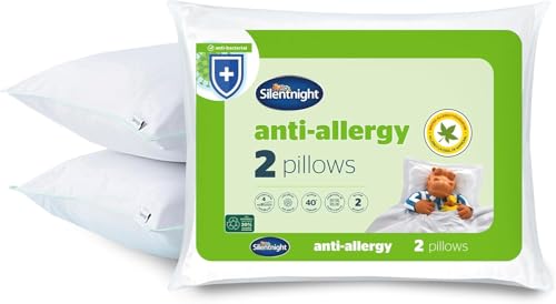 Silentnight Luxury Anti-Allergy Pillow Pack of Two – Anti Bacterial 2 Pack Pillow Pair with Luxurious Stitching and Soft Medium Support – Hypoallergenic and Machine Washable, White Silentnight Luxury Anti-Allergy Pillow Pack of Two – Anti Bacterial 2 Pack Pillow Pair with Luxurious Stitching and Soft Medium Support – Hypoallergenic and Machine Washable, White