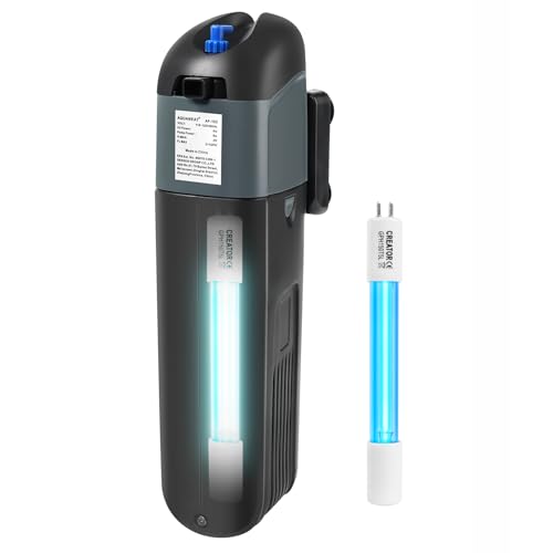 Image of AQUANEAT Aquarium Filter 5W with Spare UV Bulb Green Water Killer Submersible Pump Filter 132 GPH for 75 Gallon Fish Tank (5W)
