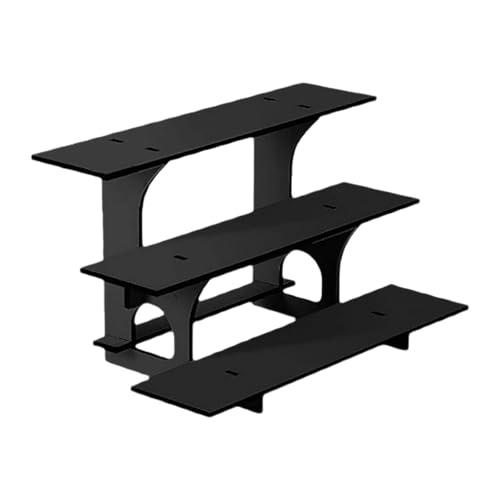 Dickly Expositor de Mesa de 3 Niveles para Tiendas minoristas, Expositor de Esquina de 3 Niveles con estantes, portátil para ferias comerciales, Negro Recto
