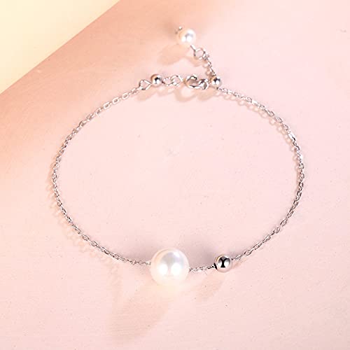 Bracelet en argent sterling S925 réglable avec perles fines pour femme