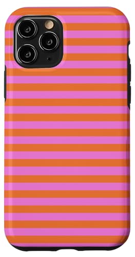Orange and Pink Stripes Geometric Horizontal Lines Pattern X}zP[X iPhone 11 Pro p