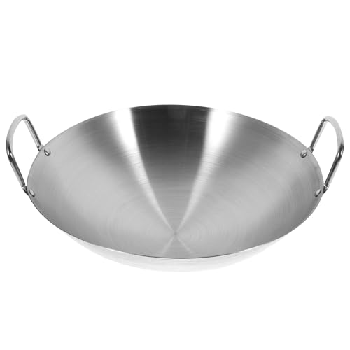 ABOOFAN Stainless Steel Wok Chinese Stir Fry Pan Wok Stir Nonstick Frying Pan Double Handle Large Skillet Stainless Steel Pot Jaese Big Non Stick
