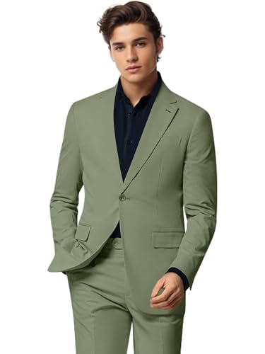 Mens Slim Fit Suit 2 Piece Suits Set One Button Suit Jacket and Pants Set Formal Business Wedding Prom Tuxedos