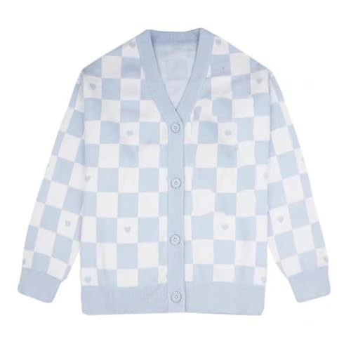 Damen Japan Niedlich Cardigan Pullover Kawaii JK Uniform Cardigan Pullover Cosplay Pullover, Blau, Groß